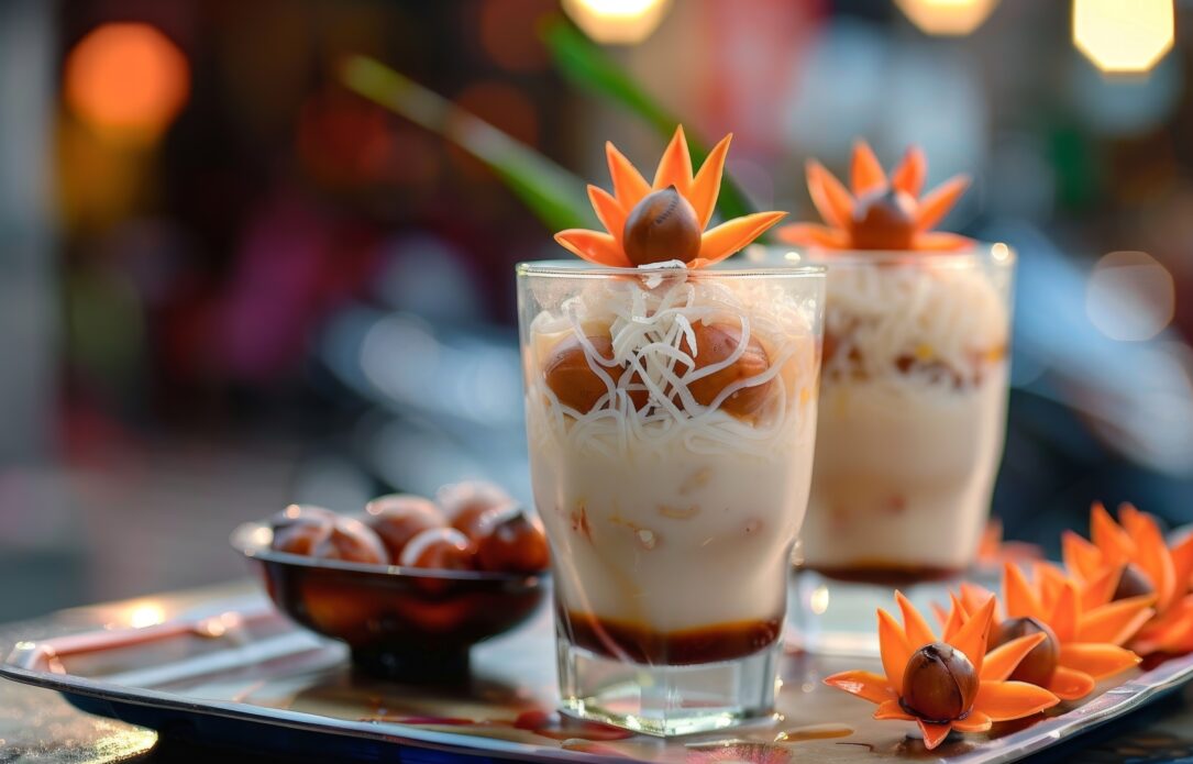 Top recommended Thai dessert Tub Tim Krob chestnuts in coconut milk syrup